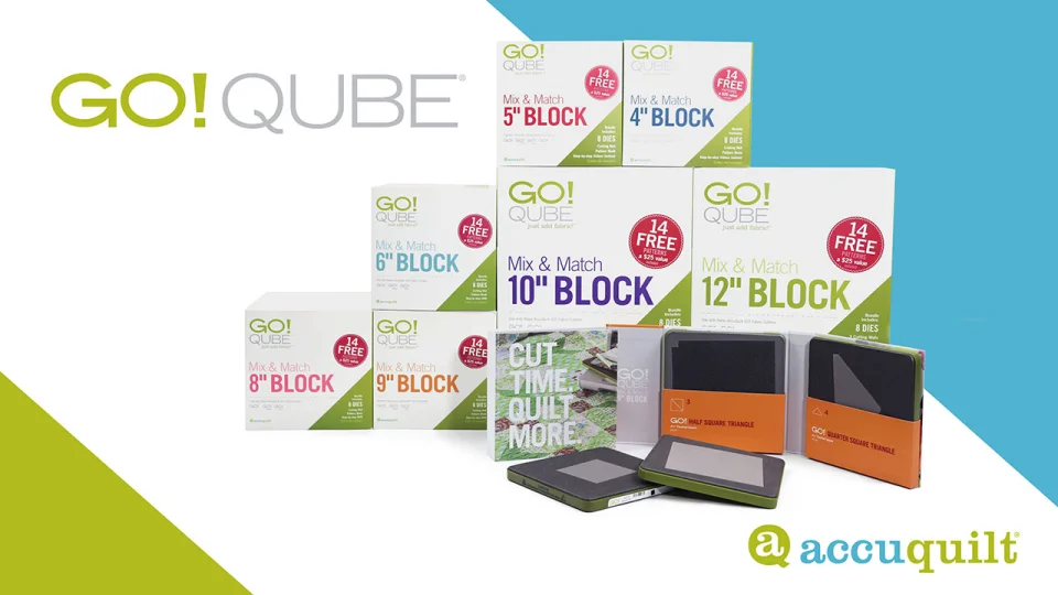 AccuQuilt GO! Qube Mix and Match 5 Inch Block with 8 Basic Cut Quilting  Shapes, 2 Cutting Mats, Videos, Storage Box, and 14 Pattern Booklet