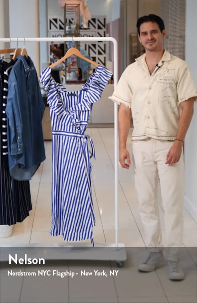 Polo Ralph Lauren Avlne Stripe Ruffle Cotton Midi Wrap