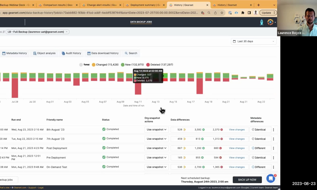 Demo of Gearset's backup solution Gearset