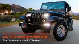 CAZLEDHDL1512 - 5x7 7x5 H6054 H4 2B1 Sealed Beam LED Headlight Bulbs w/ DRL