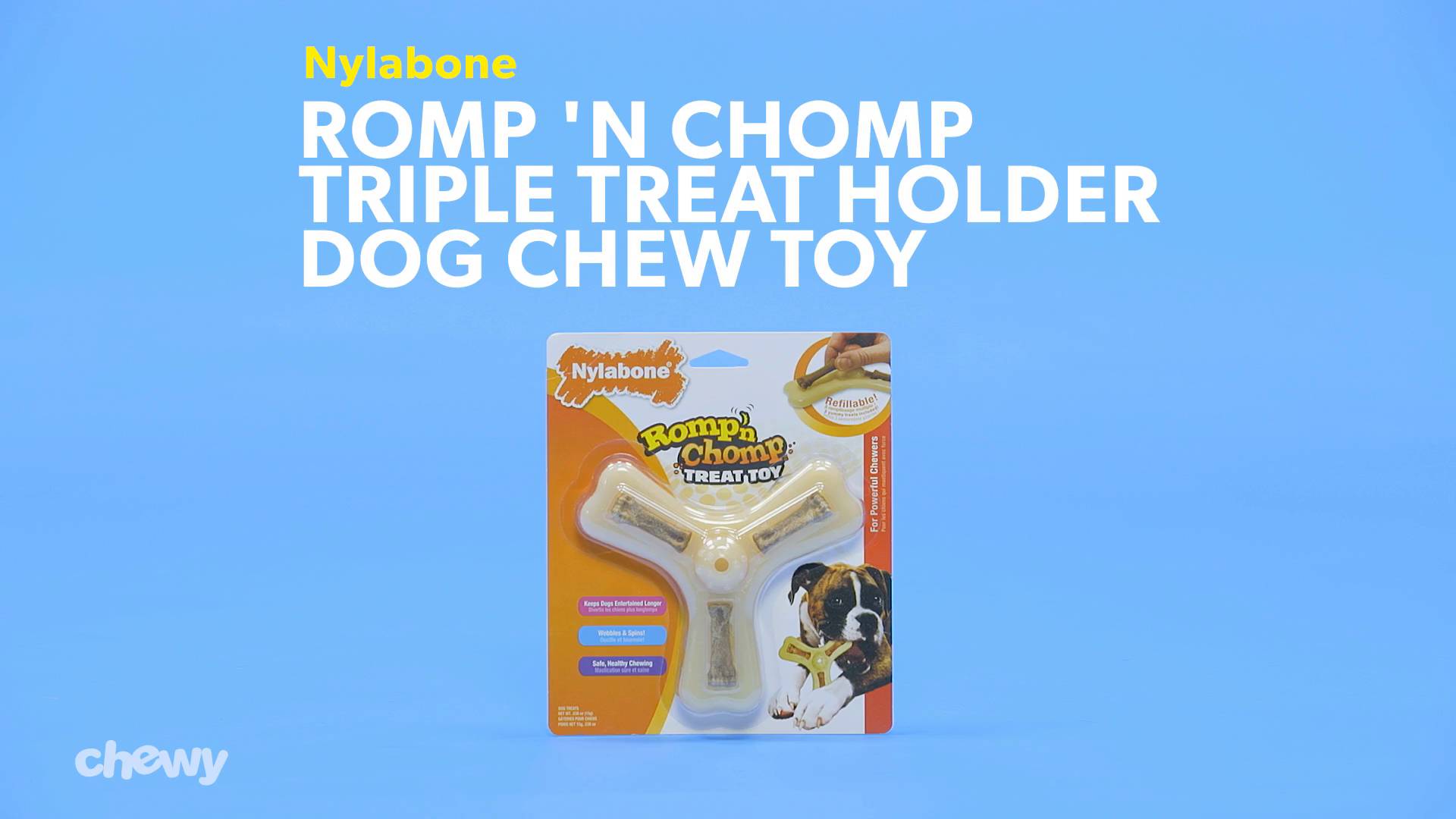 Discontinued NYLABONE Romp n Chomp Triple Treat Holder Dog Chew Toy Chewy