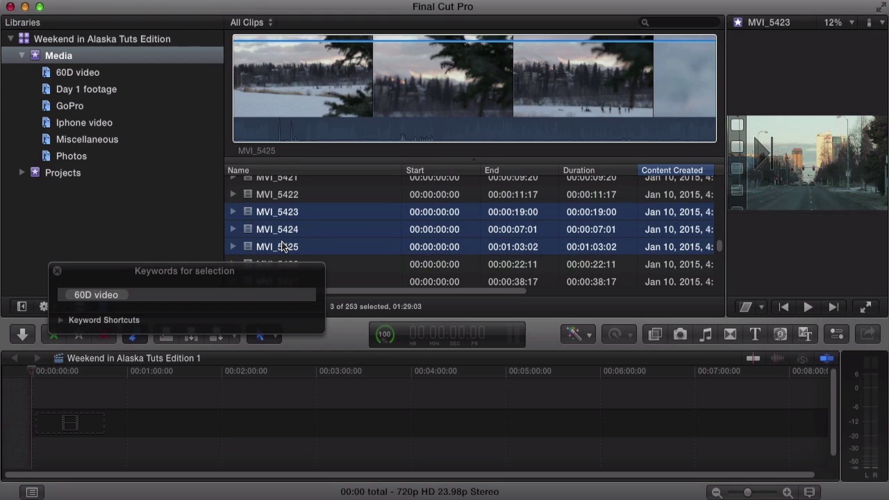 Video Editing in Final Cut Pro - Organizing Your Footage: Part 1