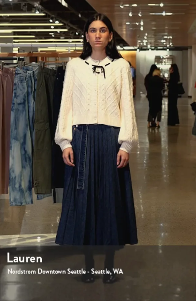 WAYF x CHÉRIE MADELEINE Joli Ribbon Trim Cable Cardigan