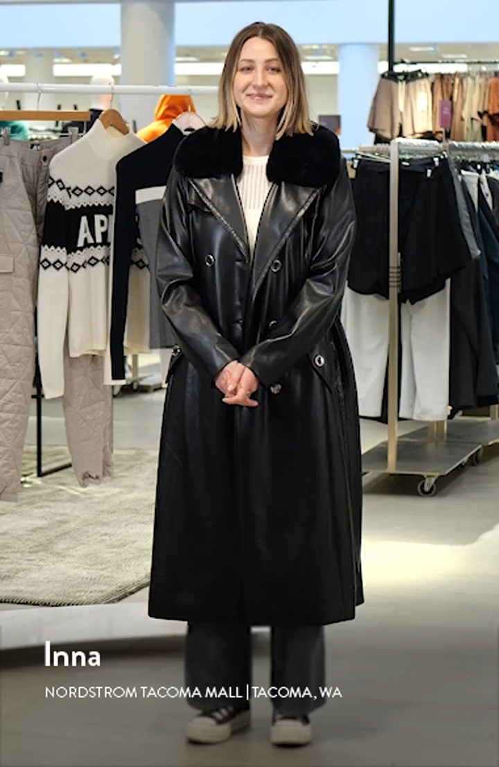 Vince Camuto Faux Leather Trench Coat with Removable Faux