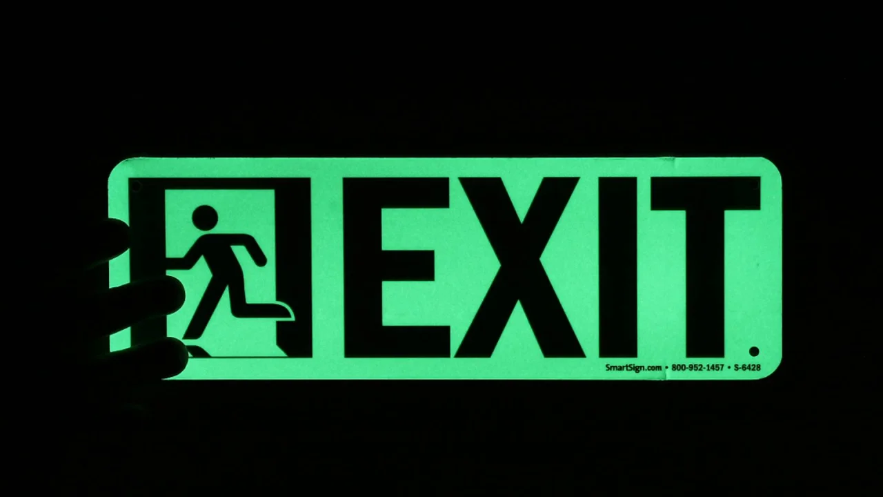 All Materials Fire Exit Final Sticker Photoluminescent Sign 
