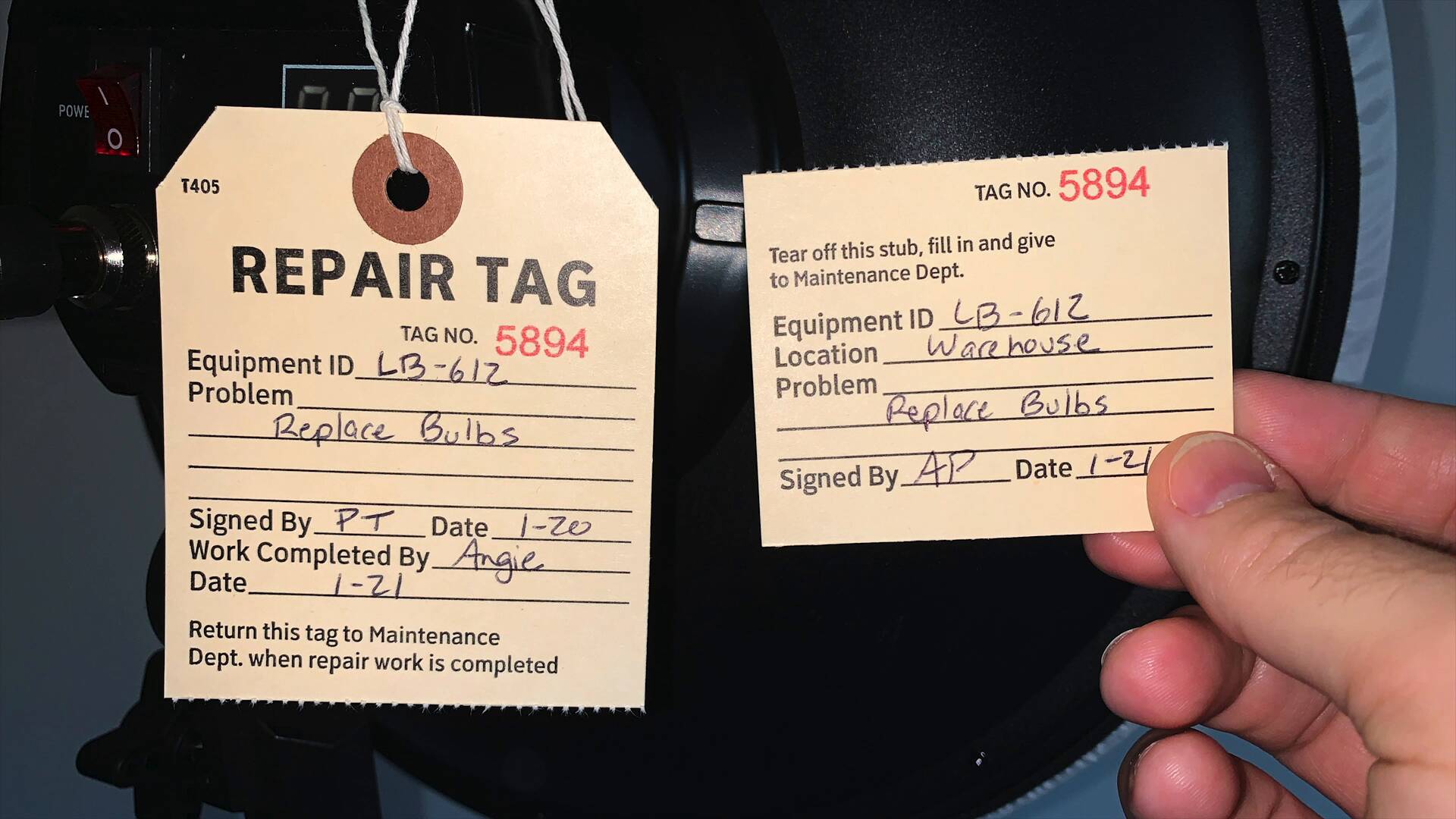 Repair Tag T405-c-100-w