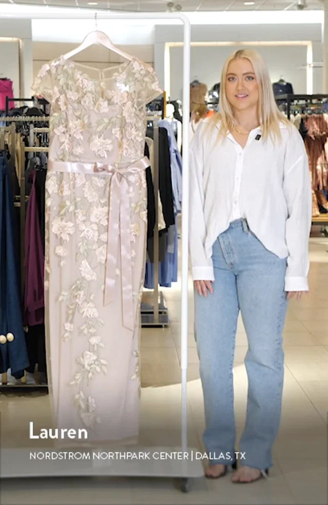 【Adrianna Papell】カスケード フローラル コラム ガウン Adrianna Papell Cascading Floral Column Gown | Bloomingdale's