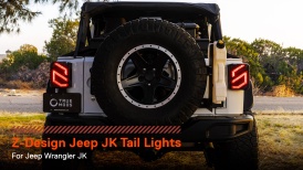LEDTBL2581 - Jeep Wrangler JK JKU Smoked LED Tail Brake Light Taillights w/ Z Design - DOT FMVSS 108 - SAE STIRP2