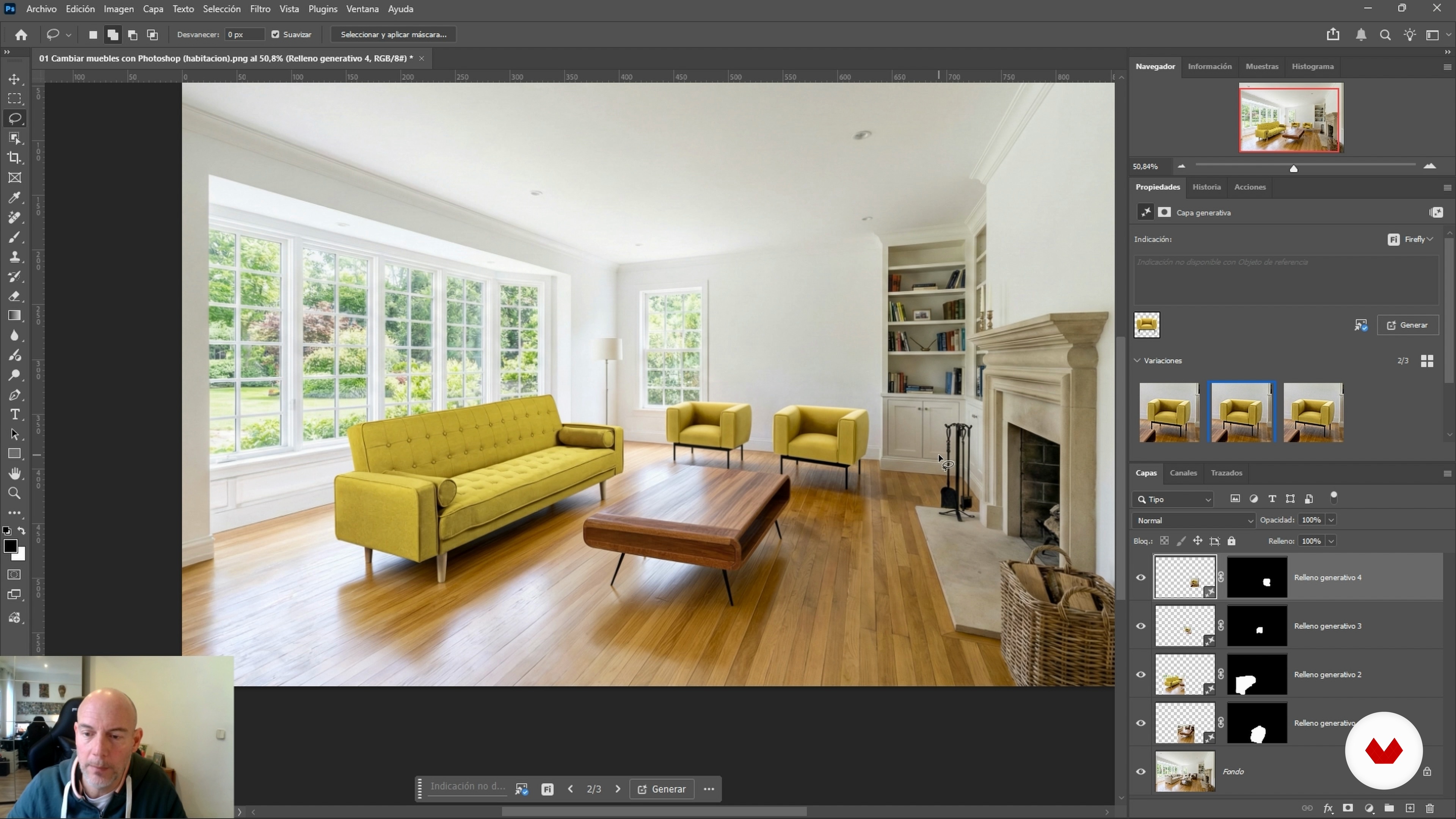 Sostituzione precisa con riferimento in Photoshop: divano, tavolo e poltrone senza alterare la struttura
