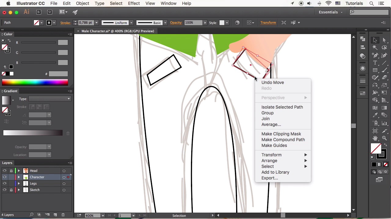 Creating Male Cartoon Characters in Adobe Illustrator - Create the Legs