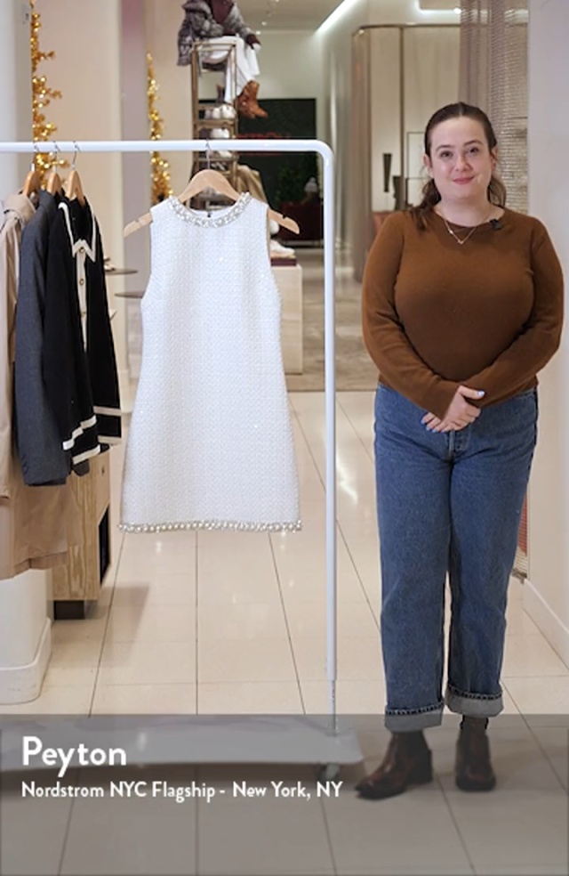 Alice + Olivia Coley Beaded Sleeveless Tweed Minidress | Nordstrom