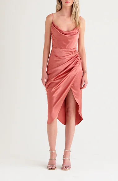 HOUSE OF CB Reva Satin Gathered Corset Dress | Nordstrom