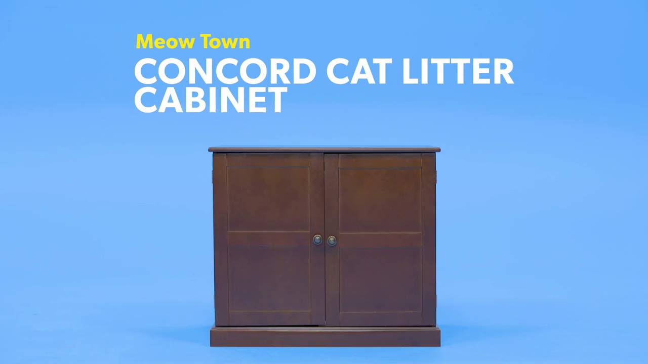 MEOW TOWN Concord Cat Litter Cabinet Mahogany Chewy