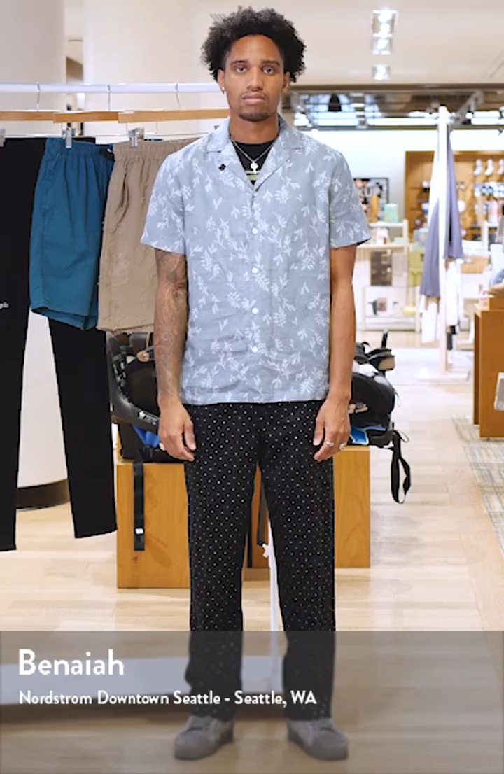 CURRENTAGE MURAI DESIGN SHIRT（BOTANICAL） Botanical Print Linen Camp Shirt (Men) | Nordstrom