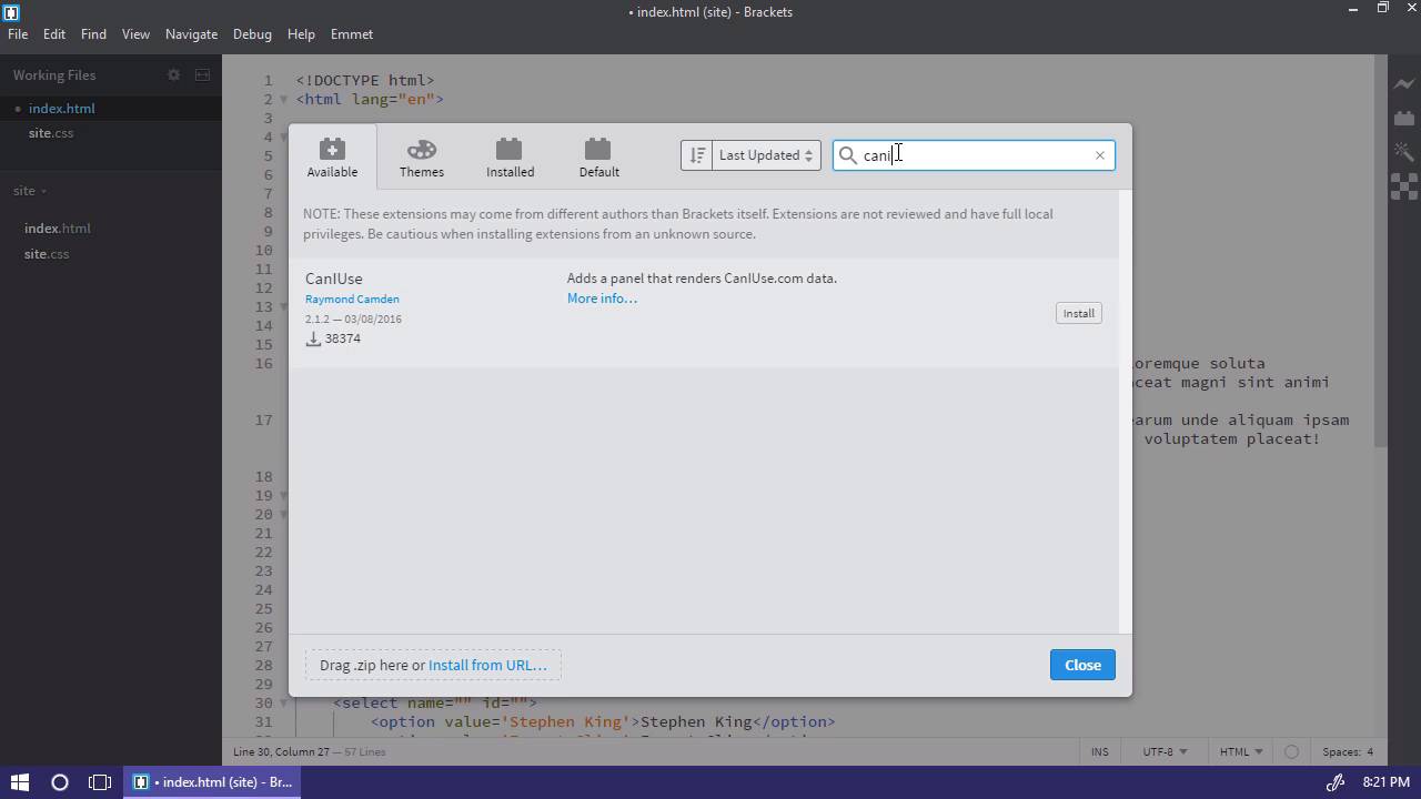 Essential Extensions for Brackets CanIUse