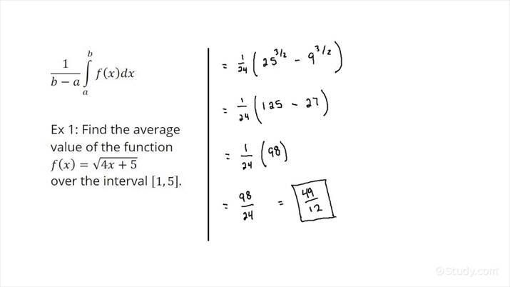 Average Value Of A Function Using Integrals