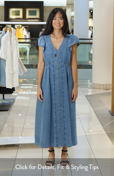 Treasure & Bond Button Front Chambray Midi Dress (Women) | Nordstrom