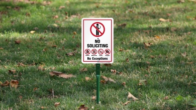 No Soliciting No Exceptions LawnBoss Sign