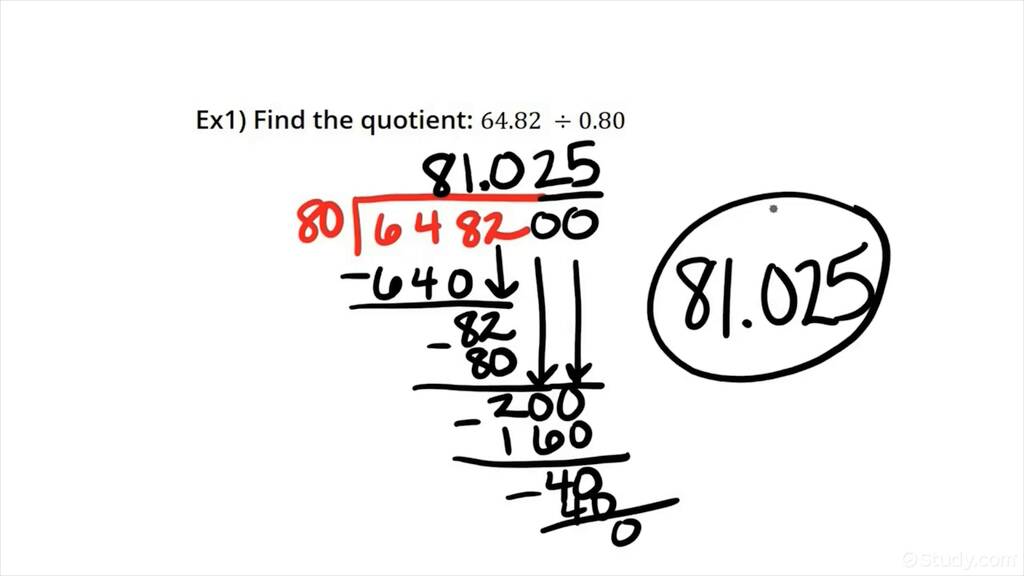 Dividing Decimals By 2 digit Decimals Algebra Study