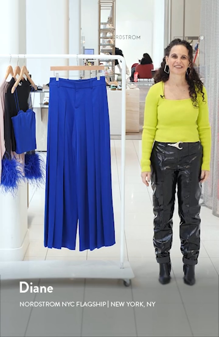 Alice + Olivia Simon Pleated Wide Leg Satin Pants | Nordstromrack