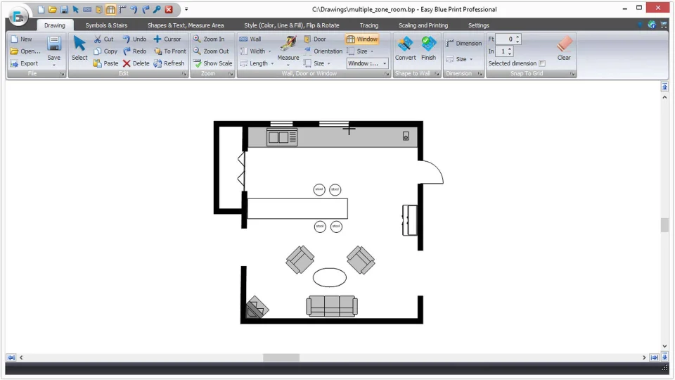 Easy To Use Floor Plan Drawing, Floor Plan Window Size