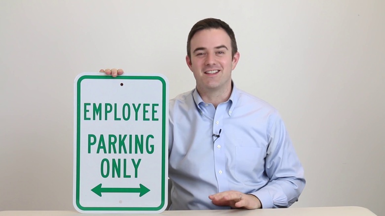 Employee Parking Only (with bi-directional arrow) Sign