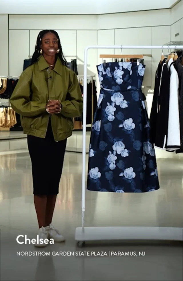 Sachin Babi Shay Floral Strapless Stretch Mikado Cocktail Midi