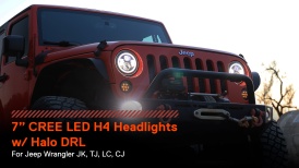 CAZLEDHDL1542 - 7 Inch Round H6024 2D1 Sealed Beam LED Headlight Bulbs w/ Halo DRL and Turn Signals - DOT FMVSS 108