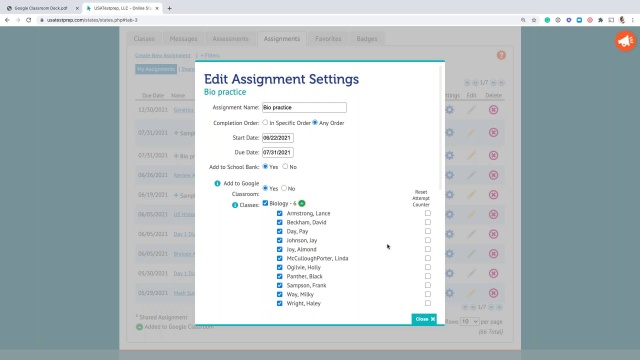 Screenshot from Google Classroom video