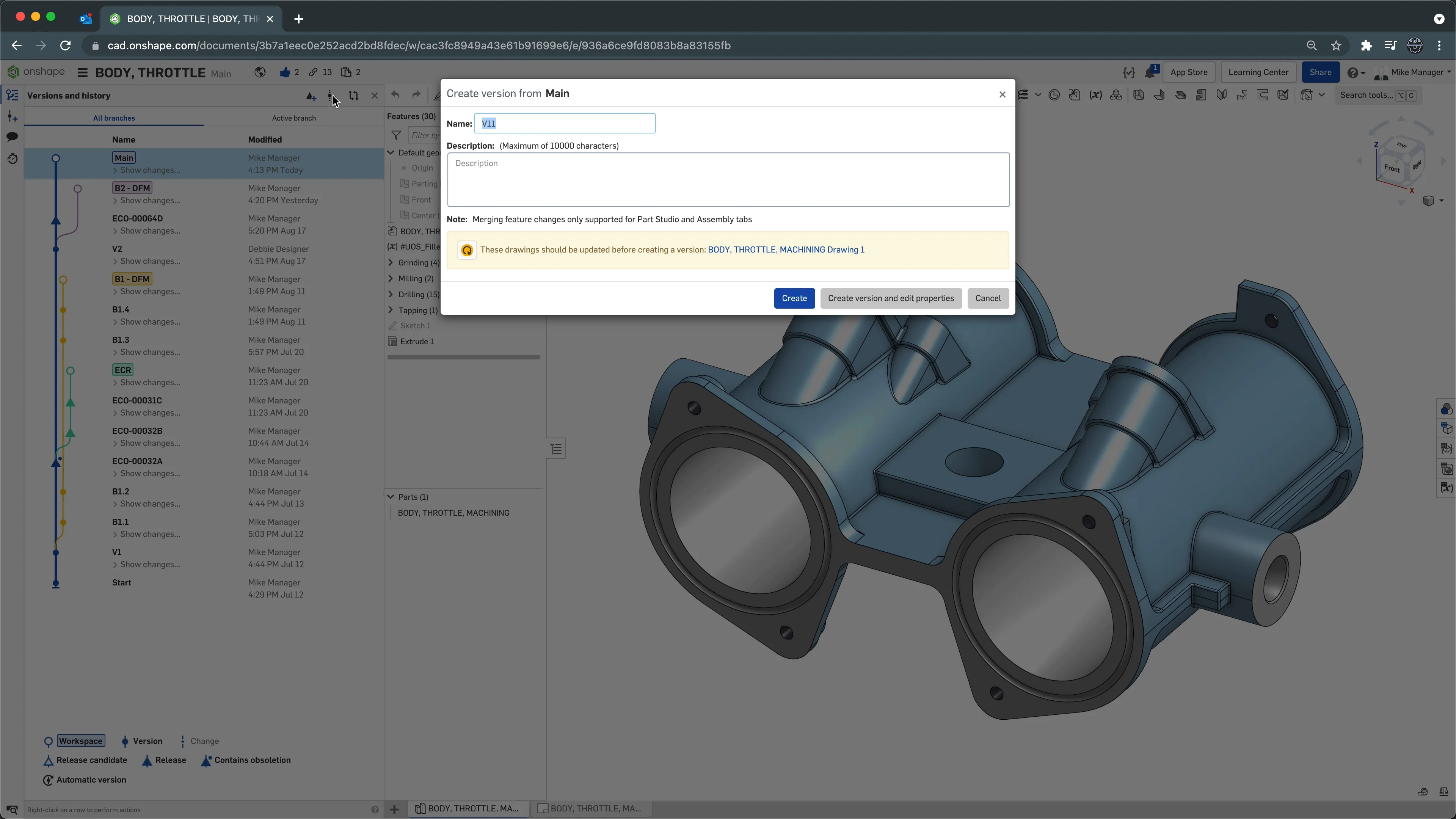 Working with Versions in Onshape