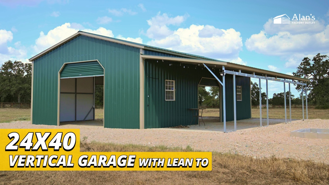 Video thumbnail for 24x40 - Vertical Garage with lean to
