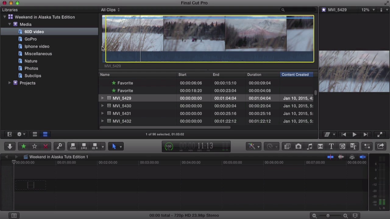 Video Editing in Final Cut Pro Organizing Your Footage Part 2