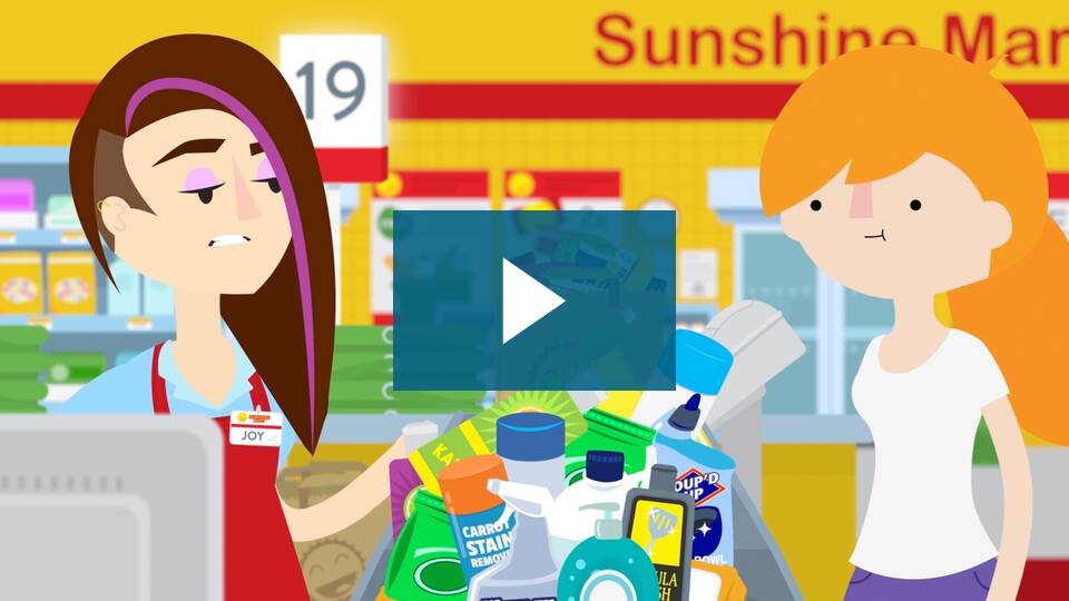 Video thumbnail for How to Save on Groceries with a play button over the top.