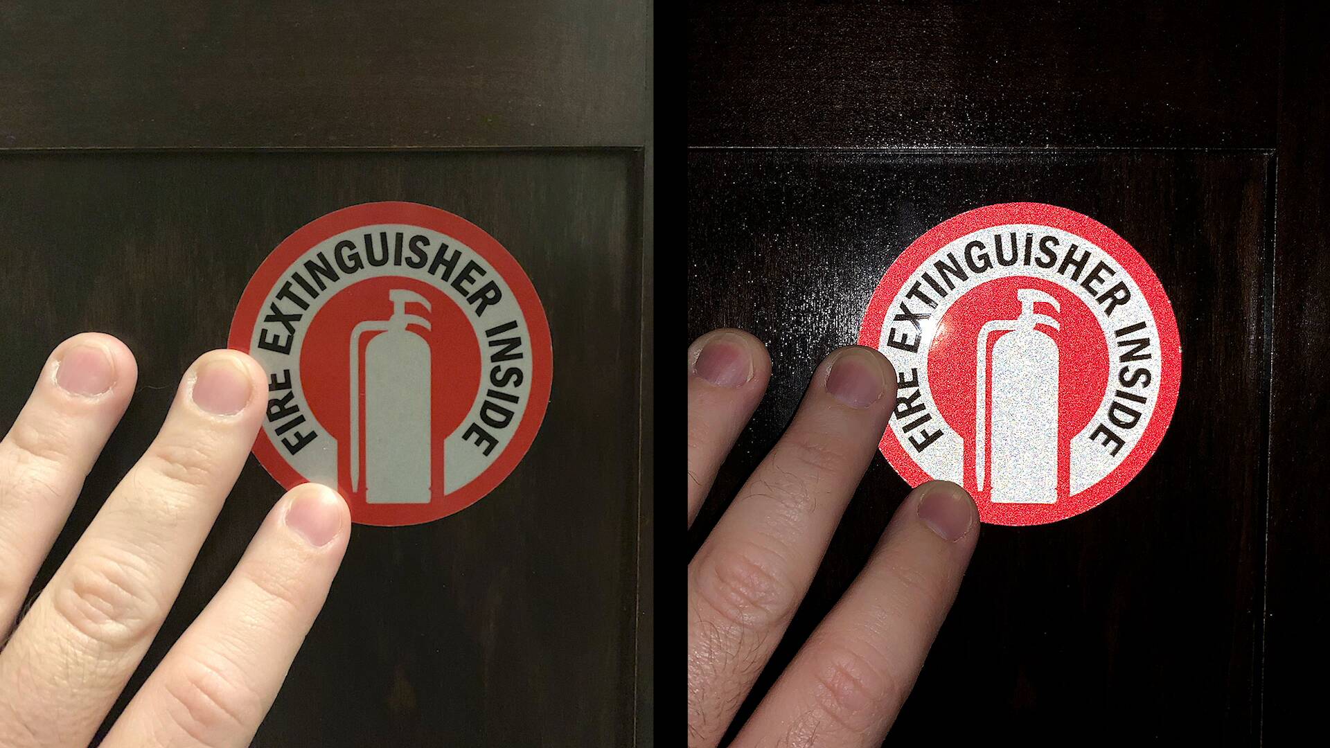 Fire Extinguisher Inside Reflective Circular Label Set