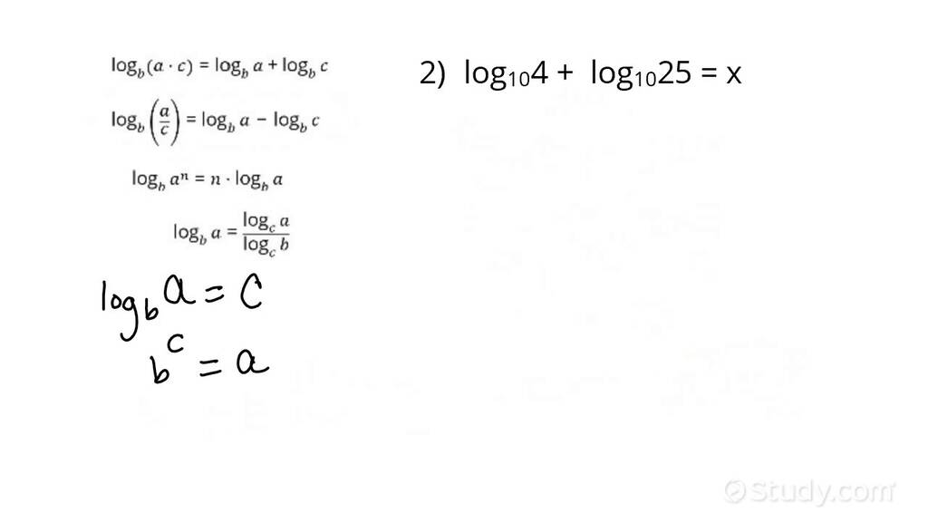 How to Evaluate Expressions Using Properties of Logarithms | Study.com