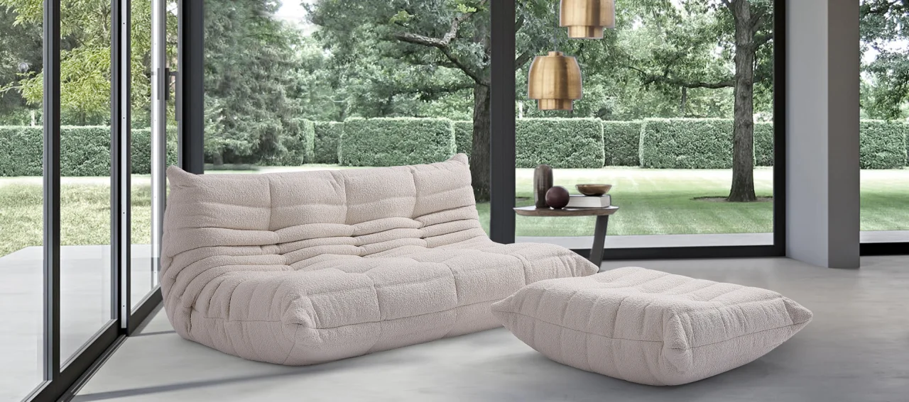 Michel Ducaroy, a 'Togo' sofa, easy chair and stool Ligne Roset