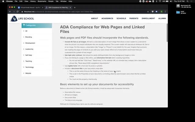 ADA Compliance for Web Pages and Linked Files