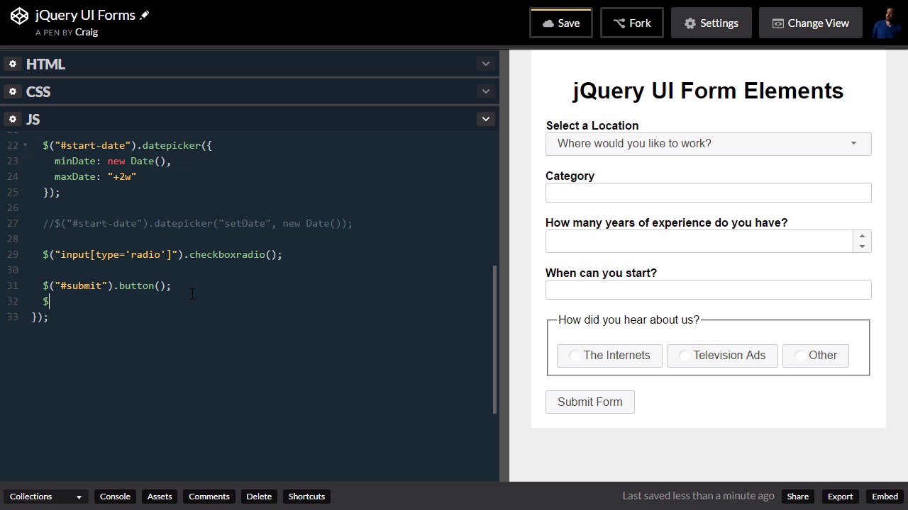 Form Elements With JQuery UI - JQuery UI Button Widget