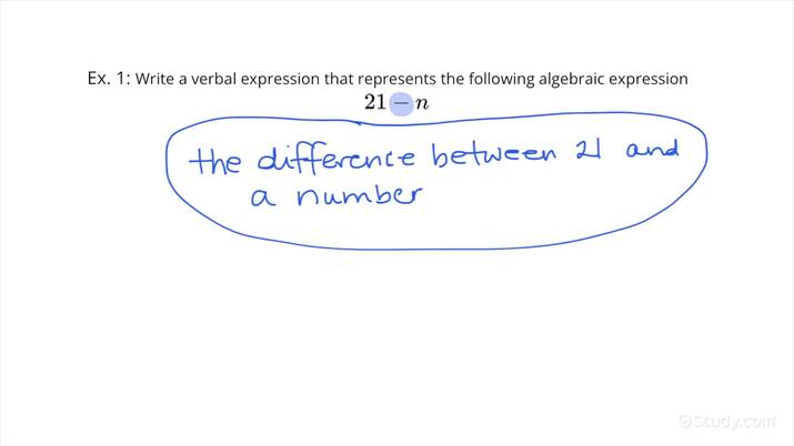 Translating Algebraic Expressions To Verbal Phrases Math Study