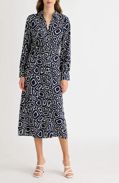 Eliza j geo outlet print belted shirtdress