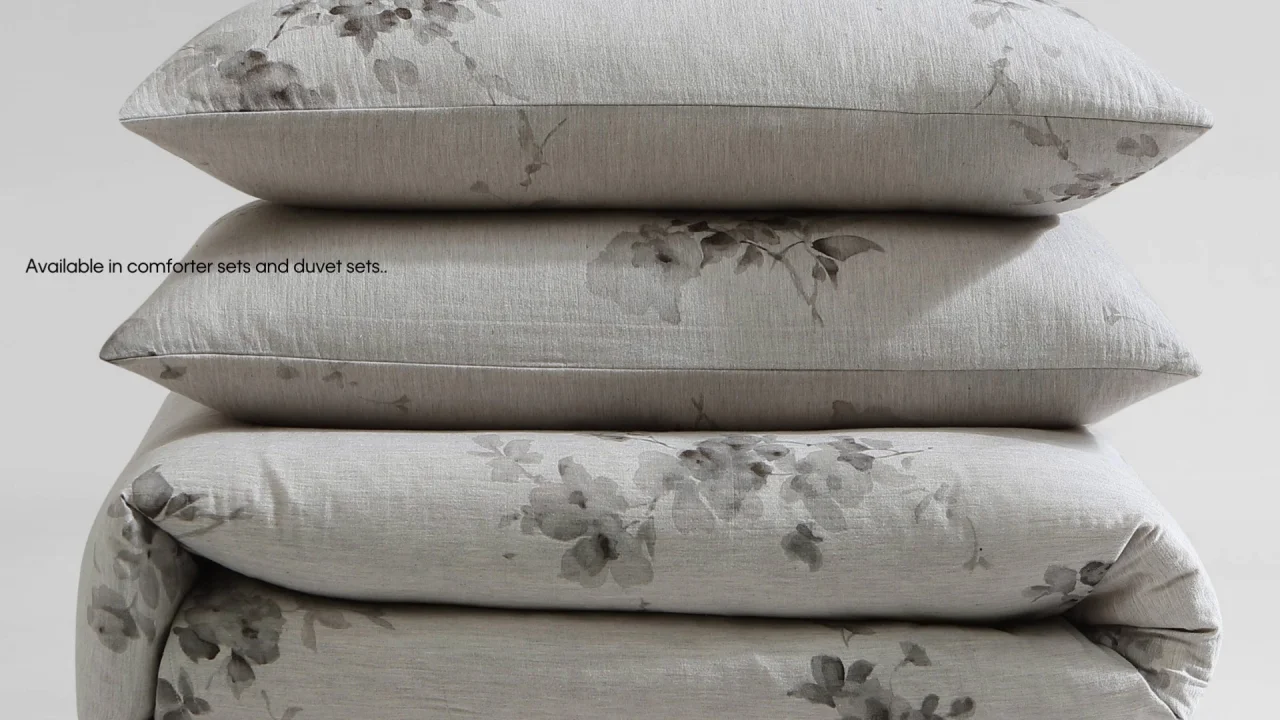 Calvin Klein Aquarelle Floral Cotton Duvet Cover Set Queen