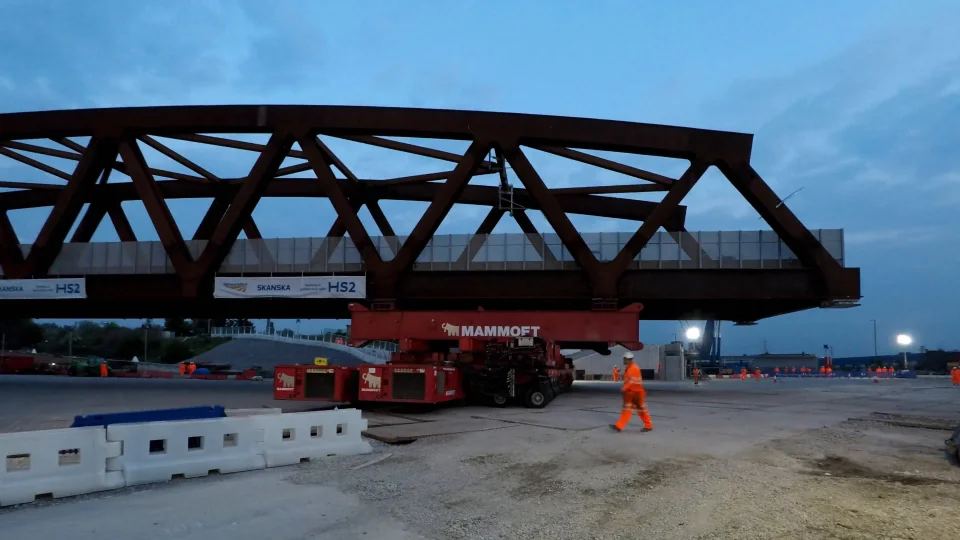 First train runs on Midlands' newest and longest railway bridge