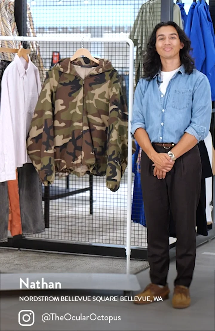 Fear of God Essentials Gender Inclusive Camo Print Hooded Jacket
