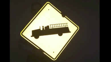 Fire Trucks Entering Sign