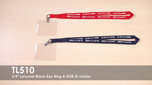 Custom Printed 3/4-In. Lanyard-Black Key Ring & VRT ID Holder - Qty: 25
