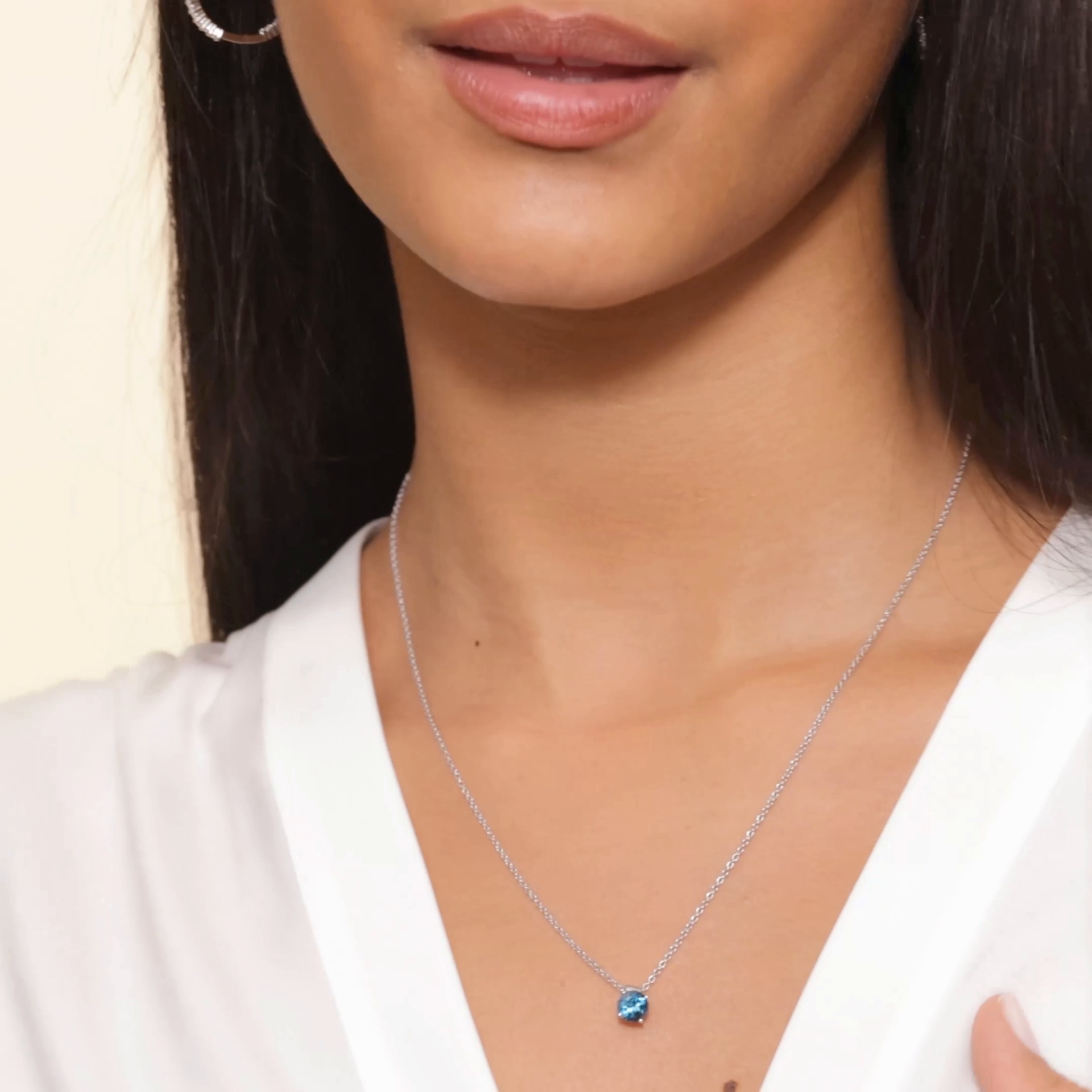 Silver Floating Solitaire London Blue Topaz Pendant