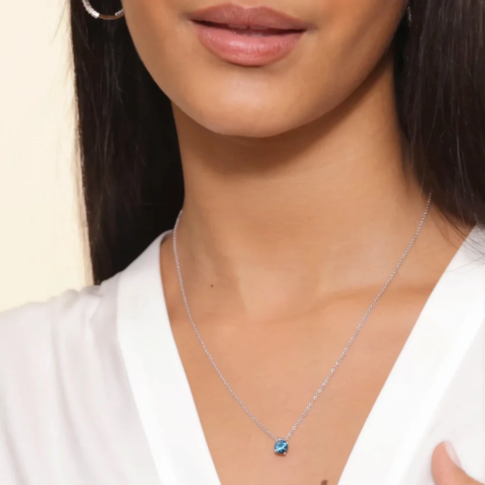 Silver Floating Solitaire London Blue Topaz Pendant