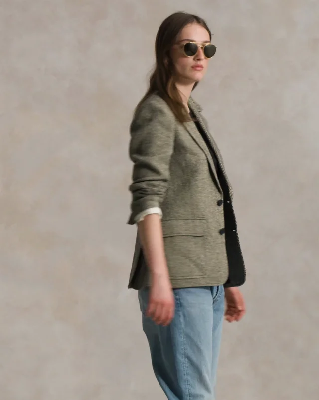 【PORTERNA】Robe Herringbone Blazer Herringbone Blazer with Bow Flower | Madonna & Co