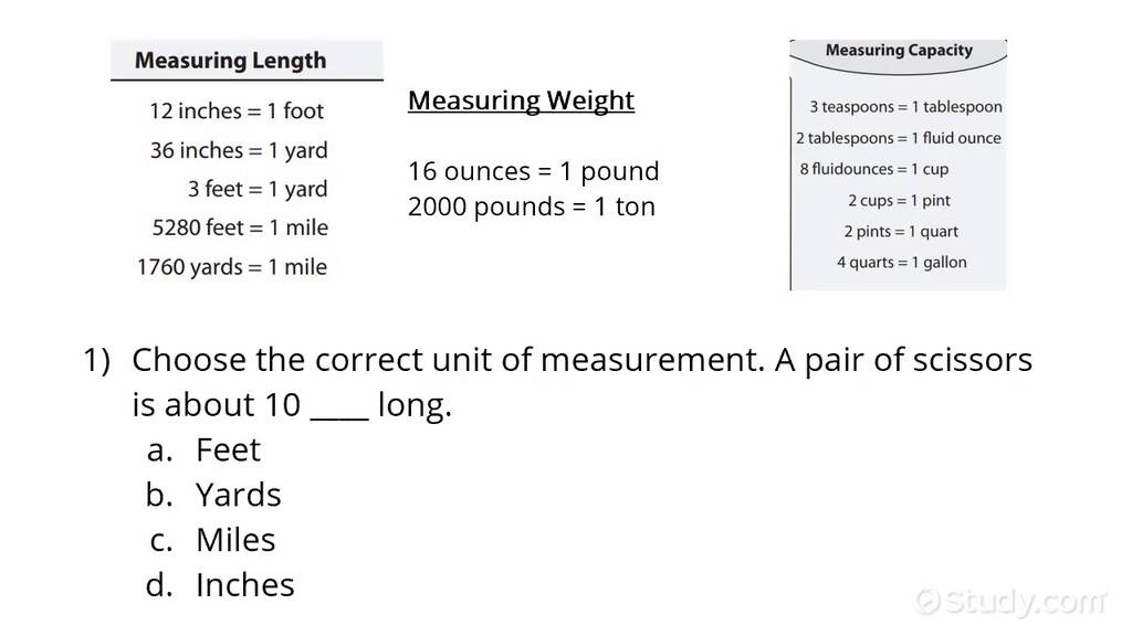 Choosing U.S. Customary Measurement Units | Algebra | Study.com
