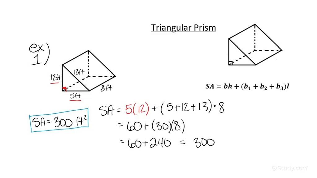 How To Find The Surface Area Of A Triangular Prism Geometry 6355